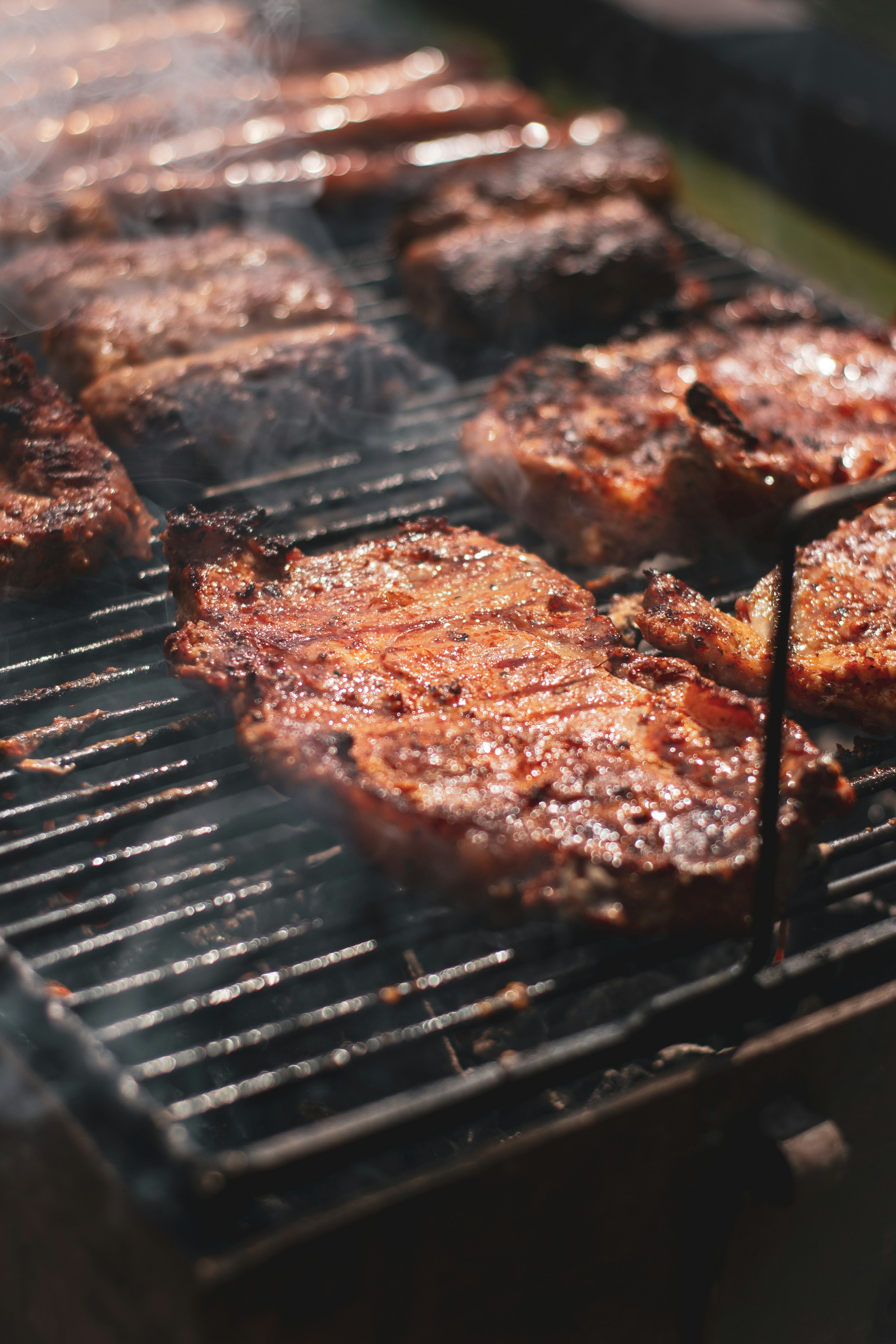 Carne a la parrilla sobre brasas